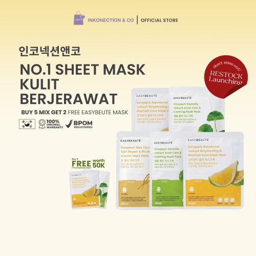 [Restock Promo] EASYBEAUTE - Bundling Kalapack-Cicapack-Cerapack Sheet Mask (5+2)